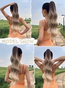 24" inch long synthetic wavy Curly Ponytail hair,black brown Claw Ponytail Extension Hair Long Natural Wavy Wave Heat Resistant Fiber Synthetic Hairpiece For Women Party cosplay Halloween Christmas Daily Used