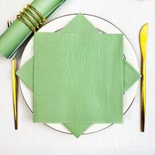 100/60/20pcs 13 * 13 Inch Disposable Green Embossed Napkins, Banquet Decoration Supplies, Birthday Parties, Wedding Banquets, Family Gatherings, Restaurant Decoration Paper - Green - View 6