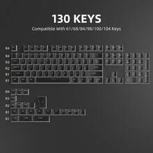 MageGee 130 键组 PBT 布丁键帽，定制键帽套装，OEM 配置文件，兼容 100%、75%、65%、60% 键盘 - 黑色 - 查看 3