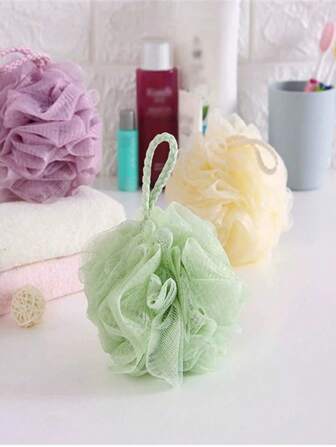 1pc Exfoliating Mesh Bath Ball - Gentle Body Scrubber For Smooth Skin, Quick-Dry Shower Sponge With Hanging Loop | Assorted Colors, Spa & Bathroom Decor Gift