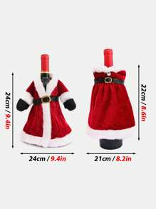 1pc Red Velvet Fabric Skirt/Dress-Style Wine Bottle Cover, Creative Christmas Red Wine Bottle Sleeve Suitable For Christmas Party Table Decor