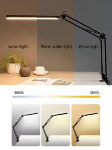1PC Black Folding LED Table Lamp - 3 Colour Change Light By Wire, Flexible Adjustable Lamp Body, Reading Desktop Night Light, For Bedroom, Desk, Office Home Decor, Adjustable Brightness