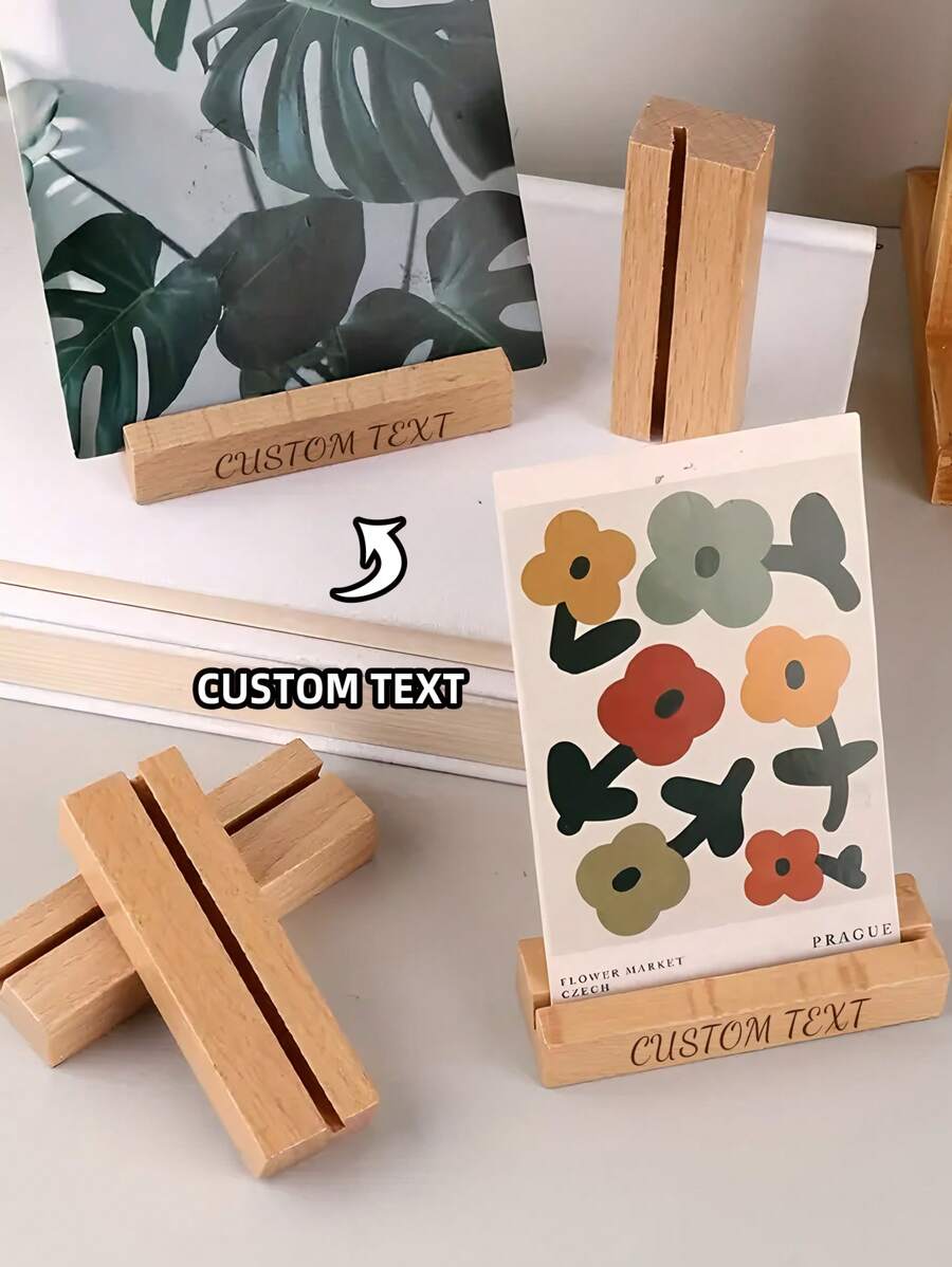 Drewniany uchwyt na karty, idealny do przechowywania kart, notatek lub zdjęć. Idealny do małych dekoracji i doskonały prezent