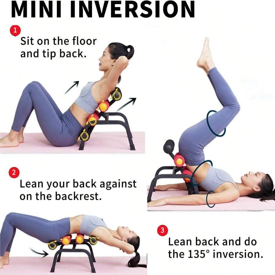 Mini Inversion Table By Mini Stretch 300 Lbs Weight Capacity, Compact Foldable Back Stretcher For Home Use, Relieve Back Pain, Re-Align Spine - 紅色 - 查看 1