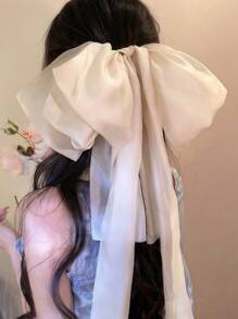 1 Stück extra großer Schleifenmesh-Haarclip mit langen Schleifen-Bändern, schwarzer eleganter Haarschmuck als Accessoire für Frauen, geeignet für Alltagstragen, Partys, Hochzeiten, Haarkrallen, Haarspangen