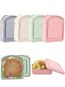 Reusable Bento Box For Sandwiches & Lunch – Toast-Shaped Plastic Container With Leak-Proof Lid, Microwave & Dishwasher Friendly – Ideal For Families Or Adults – Practical Kitchen Supplies