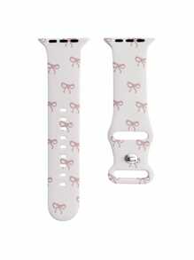 Suitable For Girls To Wear Pink Bow Printed Watch Replacement Strap, Compatible With Apple, Suitable For Apple Watch Ultra/SE/8/7/6/5/4/3/2/1/S10,38/40/41/42/44/45/49mm