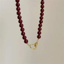 1 Stück Perlen Halskette mit vergoldeter Kette, Doppelverschluss, Damen Accessoire für Alltag und Party, modischer Schmuck, Geschenk für beste Freundin, Muttertags-Geschenk