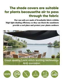 85% Sun Shade Cloth,Rectangular Sunshade Net, Breathable, Square Sunshade, Suitable For Courtyard, Farm,Car Shade,Pet House,Pergolas, Terraces, Plant Insulation Nets,Balconies, Garages, Backyards, Swimming Pools, Lawns, Walls, Outdoor Activities, Privacy Screens, Fences, Sunshades - Black - View 5