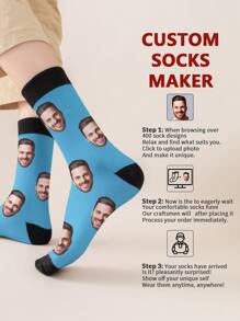1 par de calcetines personalizados donde puedes colocar cualquier foto, calcetines personalizados con foto para hombres y mujeres, calcetines de pareja con imagen personalizada interesante, apropiados para el Día de San Valentín, Día del Padre, Día de la Madre, regalos de cumpleaños y otras ocasiones, calcetines divertidos, alegres, locos, de anime, multicolor