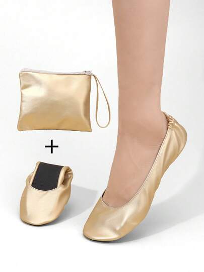 Pantuflas de mujer de moda casual, suaves y cómodas, versátiles para interiores, livianas con sensación de descalzo, fáciles de plegar y llevar, de fácil deslizamiento, aptas para bailar