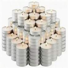 10/50/100 Pieces Circular Paraffin Wax Candles, Burn Time 2 Hours(S), 4 Hours(L), Romantic Set Up, Smokeless, Dripless, Suitable For Home Decor, Party, Romantic Decoration, Swimming Pool, Spa, Wedding