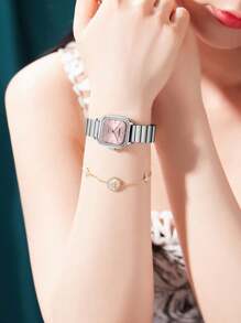 1 Stück Damen Quarzuhr mit Edelstahlarmband, minimalistisches Design, geeignet für den täglichen Gebrauch