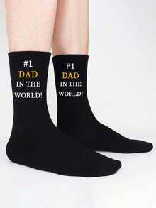 1 Pair "I Love Daddy's Socks" - Cute Gift For Dad, Funny Anniversary Present, Creative Valentine's Day/Birthday Gift, Unisex Novelty Socks, Ideal For Autumn - Multicolor - View 4