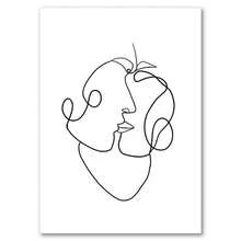 1pc Heart Hands Line Girl Boy Abstract Nordic Posters Wall Art Canvas Painting Pictures For Living Room Decoration Optional Frame ,Wall Art With Frame - Multicolor - View 59