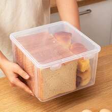 WORTHBUY Toast Bread Storage Box, Transparent Food Container With Lid, Large Capacity, Plastic Cooler Box, Fresh-Keeping Box - 4.2升 - 查看 6
