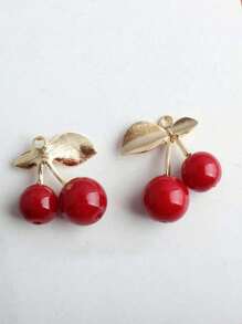 Fashion High Quality Cute Cherry Golden Butterfly Bag Charm- Cherry Key Fashion Backpack Pendant Decoration, Keychain, Bag Charm Alloy Pendant A-Z Letter, Headphone Pendant, Car Charm, Decorative Charm, Cherry Keychain, Bag Accessories, With Clip For Bag, Sparkling Resin & Metal Accessory For Purses And Bags For Women, Backpack Accessories Valentine's Day Anniversary Gift, Birthday Gift Backpack For School