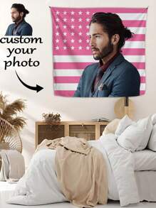 1pc Customizable Personalized Tapestry With Photos And Text, For Birthday, Wedding, Halloween, Christmas, Party, Father's/Mother's Day, Home Decor, Bedroom Aesthetics, Wall Art Lightweight Custom For Graduation, For Weddings, For Housewarming Tea Room, Bedroom, Living Room, Custom Tapestry, Custom Flags For Anniversaries, For Graduation, For Housewarming, For Weddings, For Birthdays Sofa, Bed, Car, Tea Room, Bedroom, Living Room Back To School
