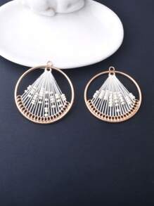 10pcs Boho Zinc Alloy Round Teardrop Flower Enamel Charms, Golden White Color Jewelry Making Pendant, Necklace, Earrings For Women