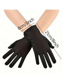 D EXCEED 1/3 Pcs Women's Short Satin Opera Gloves Formal Dancing Gloves For Wedding Bridal Banquet Party Gloves 1920s Flapper Accessories, Halloween