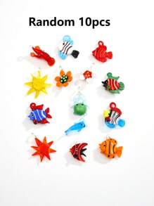 1/5/10 Piezas Colgantes de vida marina pintados a mano de cerámica esmaltada de colores aleatorios, apropiados para hacer joyas DIY para familia, pareja, amigos, como collares, aretes, llaveros, decoración de teléfonos móviles, regalos