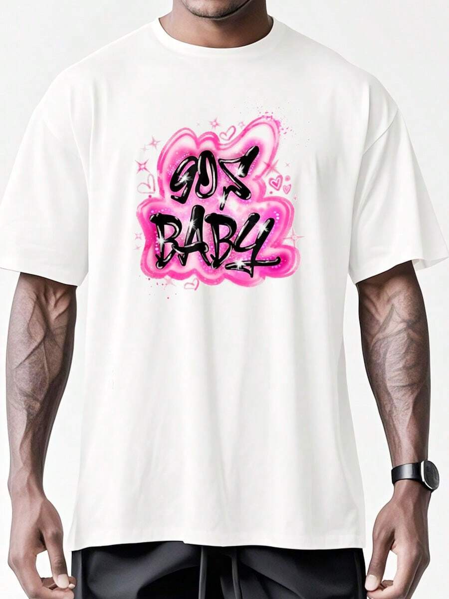 90s Classic Airbrush Style Graphic Retro Birthday T-Shirt Summer T-Shirt For Women - trắng - Xem 1