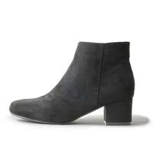 Women's Black Vegan Suede Cheetah Faux Suede Cognac Vegan Suede Natural Faux Suede Smokey Taupe White PU Chunky Low Heel Zip-Up Ankle Boots – Minimalist Round/Pointed Toe Fashion Booties [Size Up Half Size] - 黑色純素絨面革 - 查看 3