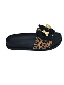 Women's Fashion Leopard Print Bow-Tie Decor Slip-On Sandals - Leopard - View 2