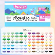 Set da 12/24/36/48/60/84 pennarelli acrilici liquidi morbidi a colori, adatti per studenti e artisti, ideali per dipingere a mano su scarpe, t-shirt, resistenti all'acqua, con ampia capacità per riempire colori e acquerellare, un ottimo regalo per Natale e per il ritorno a scuola