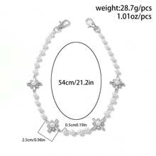 1 Set Sweet Style Pearl & Rhinestone Cross Chain, Rivet Waist Decor Accessories