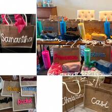 Personalized Bridesmaid Tote Bags, Custom Linen Gift Bags, Beach Tote Bags, Bachelorette Party Bags, Bridesmaid Invitation Gifts, Wedding Gift Bags, Mother's Day Gifts, Multi-Purpose, Large Capacity, Multi-Functional, Colorful, Cute, Adorable, Simple, Fun, Kawaii, Millennial Style, Minimalist, Commuting, Business Casual, Basic Styles, Customized, Personalized - Brown - View 9