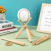 10 Pack Baseball Stand Baseball Holders For Balls Display Classic Wooden Baseball BatDisplay Stand Holder Display Baseball Centerpieces For Tables - 10 Pack - View 5