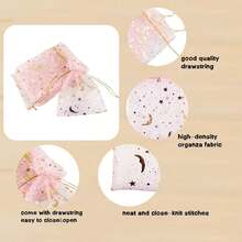 100 túi kẹo organza hình mặt trăng và ngôi sao, túi quà organza màu hồng trong suốt có dây rút dùng cho tiệc cưới, lễ kỷ niệm, tiệc chào đón em bé, lễ tốt nghiệp (7x9cm/2,7x3,5 inch), quà tặng tiệc chào đón em bé, trang trí sinh nhật bé gái, trang trí tiệc chào đón em bé, tiết lộ giới tính, quà tặng tiệc chào đón em bé, tiệc chào đón em bé cho bé gái, quà tặng tiệc chào đón em bé cho khách - Hồng - Xem 3