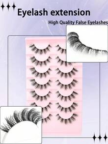 7 Pairs D-Curl Fluffy 5D Russian Volume Faux Mink Eyelashes - Black - View 5