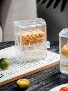 1pc Square Rotatable Toothpick Holder, Creative Toothpick Dispenser, Transparent Toothpick Container, Toothpick Storage Box, Suitable For Living Room, Dining Room, Bar, Dining Table, Toothpick Storage