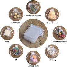 50 piezas Bolsas de organza de alta calidad, bolsas de regalo de boda blancas, bolsas de regalo de joyería de 4x4.72 pulgadas para fiestas, joyería, Navidad, vacaciones, jabón de baño, cosméticos de organza, suministros de embalaje, regalos de cumpleaños de verano, útiles escolares de vuelta a clases, decoración de habitación - color dorado - Ver 7