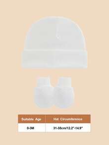 Set 4 Buah Topi dan Sarung Tangan Bayi Baru Lahir, Cocok untuk Bayi Perempuan Usia 0-3 Bulan, Warna Polos, Topi dan Sarung Tangan Rajut Bayi Penting untuk Pemakaian Sehari-hari - MultiWarna - View 6