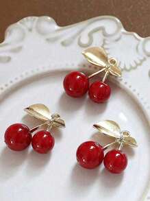 Fashion High Quality Cute Cherry Golden Butterfly Bag Charm- Cherry Key Fashion Backpack Pendant Decoration, Keychain, Bag Charm Alloy Pendant A-Z Letter, Headphone Pendant, Car Charm, Decorative Charm, Cherry Keychain, Bag Accessories, With Clip For Bag, Sparkling Resin & Metal Accessory For Purses And Bags For Women, Backpack Accessories Valentine's Day Anniversary Gift, Birthday Gift Backpack For School