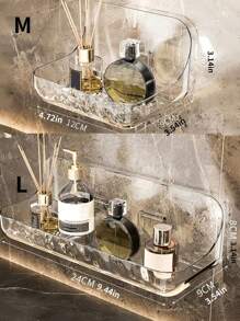 1 pieza Estante de almacenamiento para baño, estante de pared para artículos de tocador sin perforación para colgar en el baño