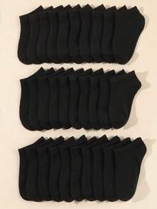 30 piezas Calcetines deportivos cortos de unicolor y transpirables para niños, casuales para primavera/verano, de estilo académico para volver al colegio - Multicolor - Ver 3