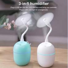 A 2 Pieces Set (Humidifier + USB Fan) Combination, Bring Cool Breeze To People,USB Portable Cold Mist Humidifier, USB Plug-In Small Fan, Featuring 2 Mist Modes, 7-Color Lights And Automatic Shut-Off - Very Suitable For Travel, Home And Bedroom, Applicable For Travel, Home, Office, Car, Party, Valentine's Day Gift