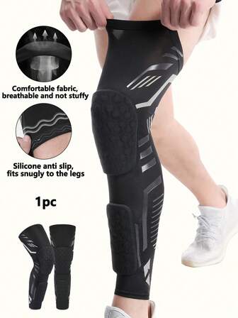 1件装，夏季新款户外运动健身防护装备，加长版，运动防撞护膝，适用于骑行、篮球、足球等运动，防滑腿部保护套，透气加压护膝，链接中为一双装，请在购买时注意选择合适的尺码。