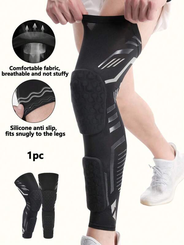 1 pieza, nuevo equipo de protección para deportes y fitness de verano, versión extendida, protección antichoque para rodillas para deportes, ciclismo, baloncesto, fútbol, cubierta protectora para la pierna antideslizante, equipo de protección para rodillas transpirable y con presión para accesorios de gimnasio