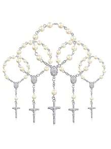 30pcs Glass Bead Cross Rosary Bracelets, Gift For Birthday Party, Anniversary Or Memorial