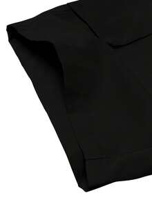 Men's Lightweight Cargo 3/4 Length Shorts, Drawstring Waist Big Pockets Letter Patch, Fashionable Casual Sports Pants Suitable For Daily Wear And Outdoor Activities - màu đen - Xem 6