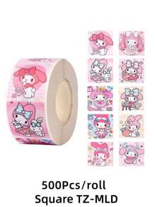 Sanrio 500Pcs/Roll Cute Hello Kittys Kuromi Melody Cartoon Stickers Suitable For Laptops Refrigerators Books Desks Helmets Skateboards Cameras Guitars Creative Stickers (Some Parts May Be Random)