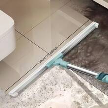 2pcs Household Silicone Floor Scraper With Long Handle, Magic Broom, And Cleaning Squeegee. Used For Removing Water, Stains, Hair From Floors, Windows, Glass, Bathrooms, Walls. A Cleaning Tool, Cleaning Supplies, And Dormitory Essentials
