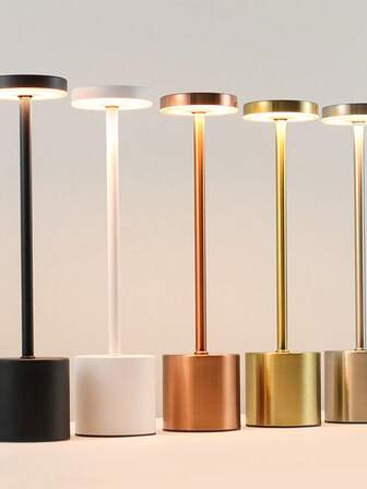 1pc European Style Minimalist Metal Usb Rechargeable Touch Dimmer Led Table Lamp, Suitable For Living Room, Dining Table, Bedroom, Bedside, Desktop Decoration