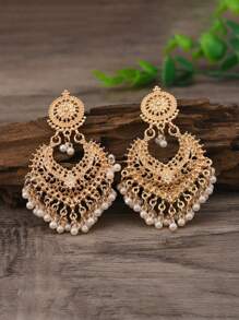 2 piezas Joyería con forma de corazón con campana, 1 par de aretes