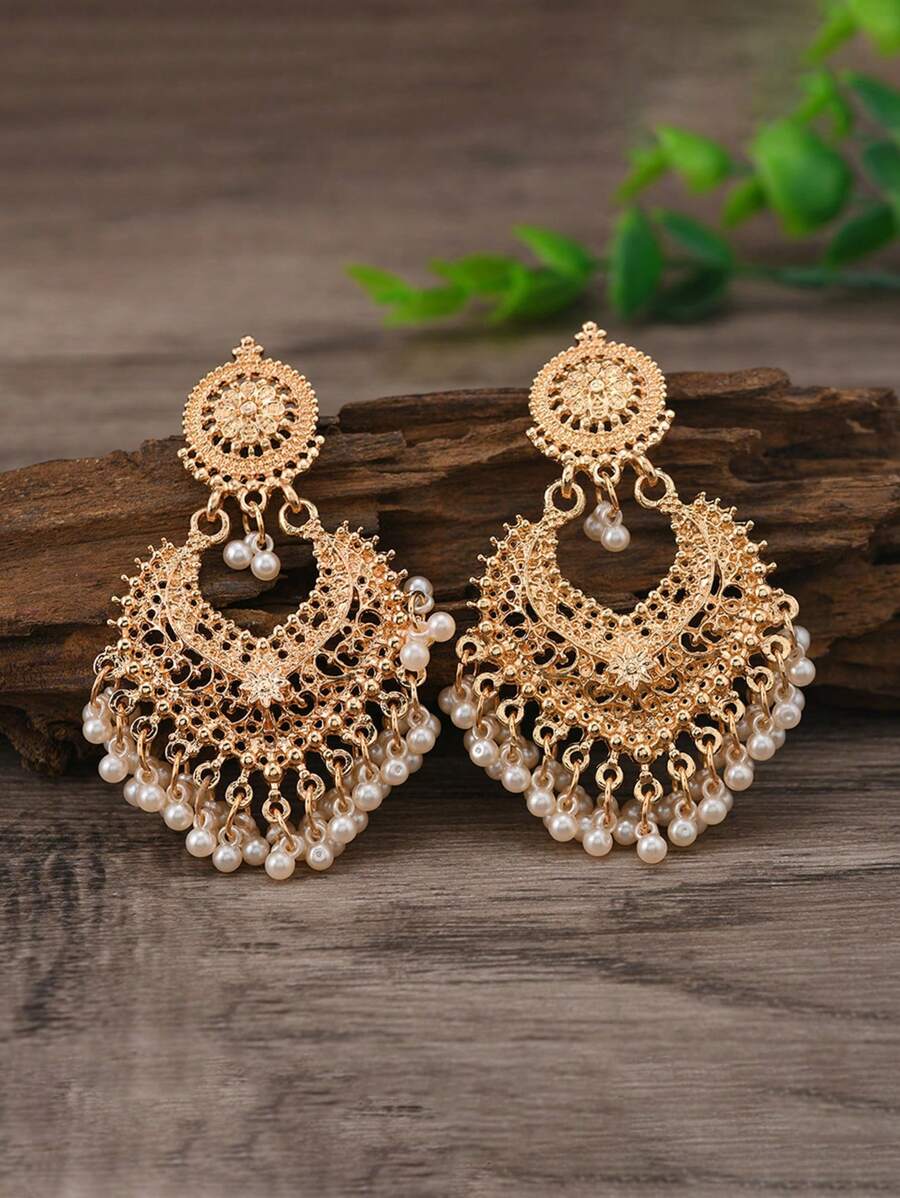 2 piezas Joyería con forma de corazón con campana, 1 par de aretes